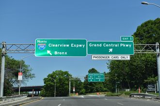 The Northbound beginning of Interstate 295 in Queens, New York City