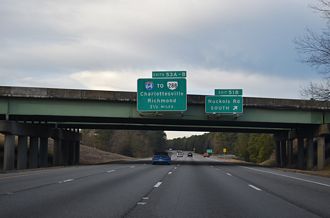 I-295 north at I-64 - Wyndham, VA