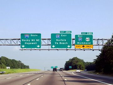 I-295 south at I-64 - Henrico Co., VA