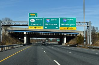 I-295 south at I-95 north to Wilmington, Delaware
