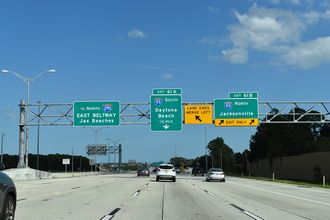 I-295 (West Beltway) south at I-95 north to Downtown Jacksonville, FL.