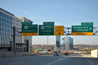 I-196 West at Interstate 296 and U.S. 131 in Grand Rapids, Michigan