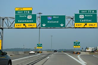 I-196 West at I-296 North and US 131 in Grand Rapids, MI