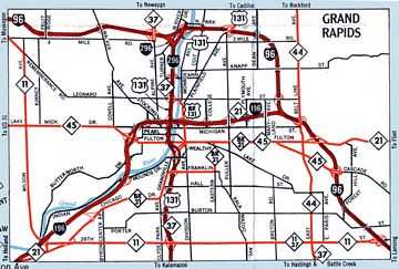 Grand Rapids, MI inset on the 1967 Official Michigan Highway Map