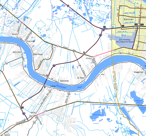 Map of Interstate 310 in Louisiana