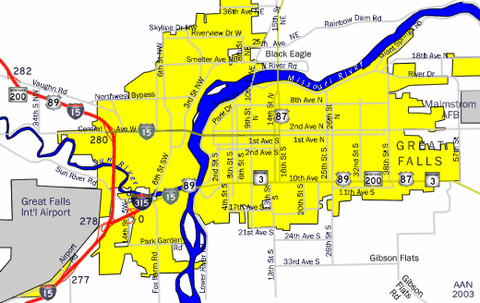 Map of Great Falls, Montana