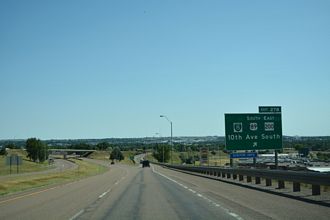 I-15 North at Unsigned Interstate 315 in Great Falls, Montana