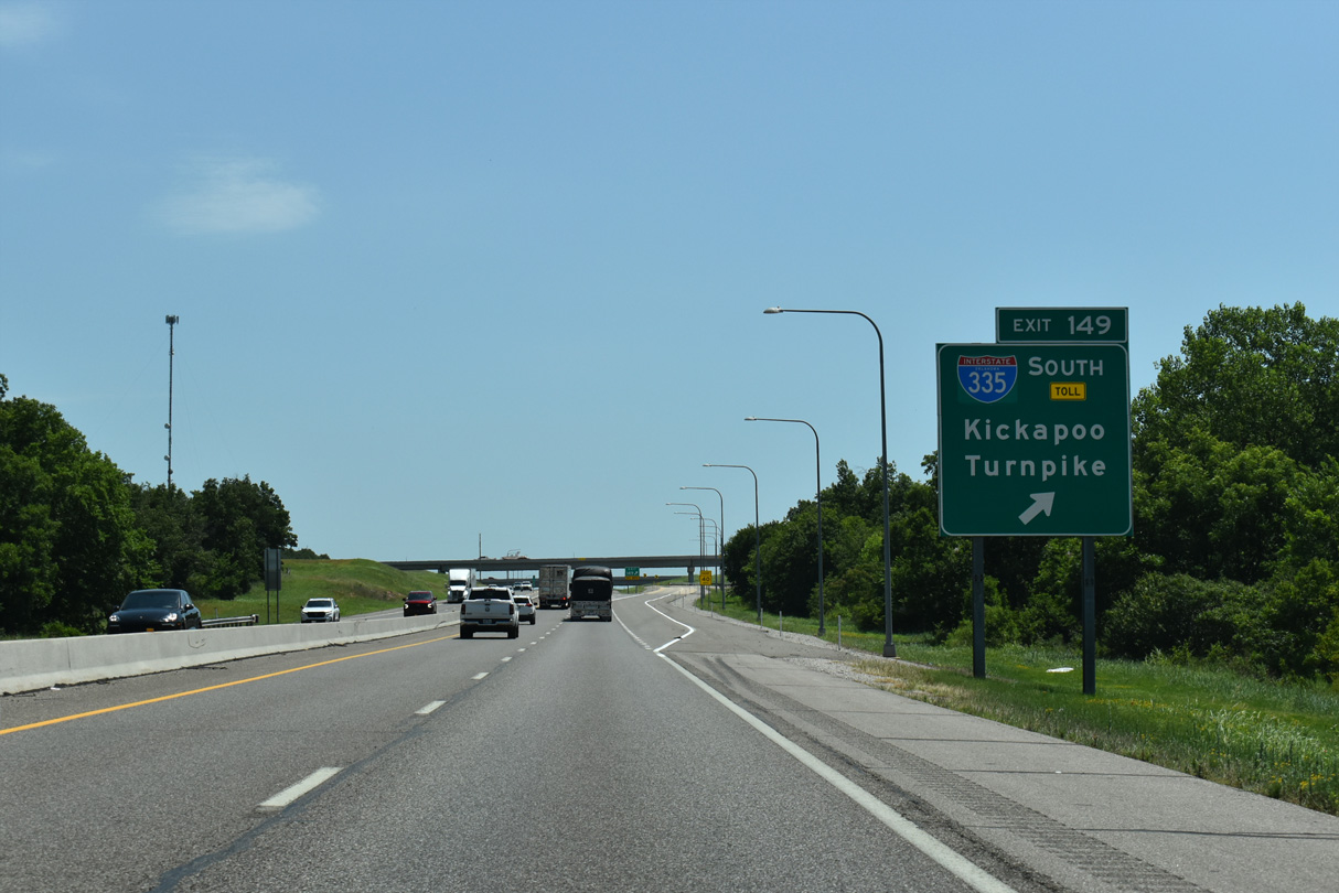 IH 44/Turner Tpk east at IH 335/Kickapoo Tpk south