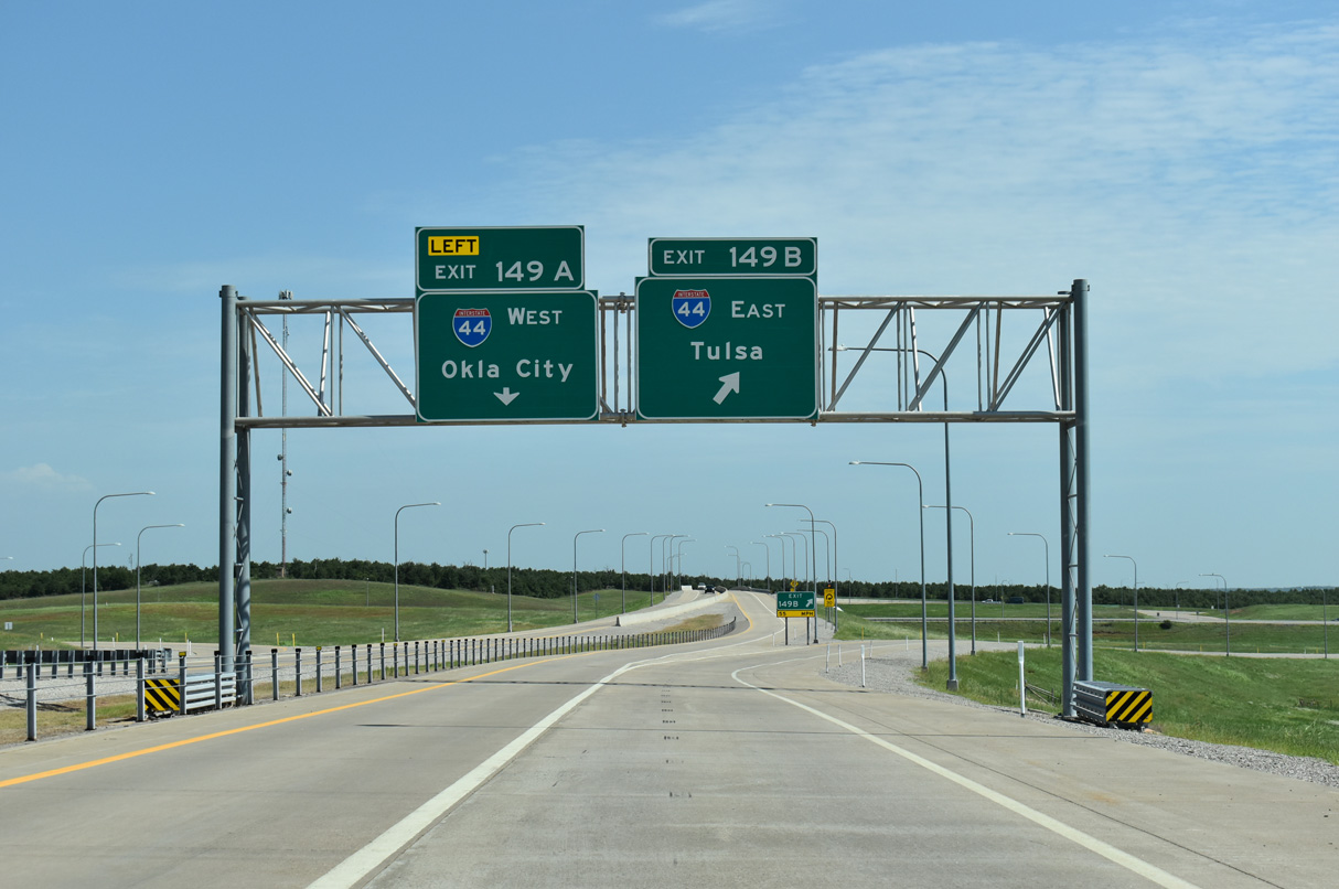 The north end of the Kickapoo Turnpike ties into the Turner Turnpike at Luther, Oklahoma