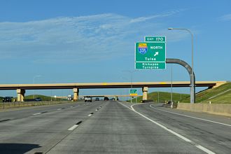 Exit 170 departs IH 40/US 270-SH 3 for Kickapoo Tpk north in Oklahoma City, OK