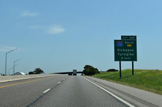 IH 44 East two miles ahead of IH 335/Kickapoo Tpk