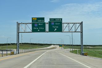 The north end of the Kickapoo Turnpike ties into the Turner Turnpike at Luther, Oklahoma