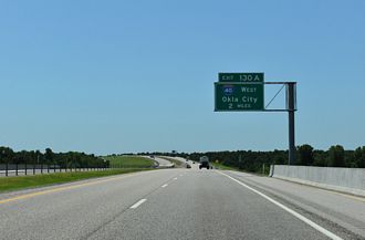 IH 335/Kickapoo Tpk south two miles ahead of IH 40 in OKC