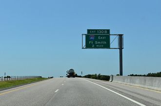 Two miles ahead of Exit 130 B for IH 40 east on IH 335 south