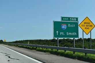 SH 351/Muskogee Tpk east at IH 40 East to Fort Smith, AR