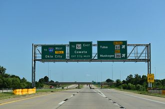 SH 364/Creek Tpk East at the cloverleaf interchange with the Muskogee Tpk