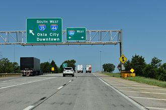 IH 44/Turner Tpk West at IH 35/335 in Oklahoma City, OK