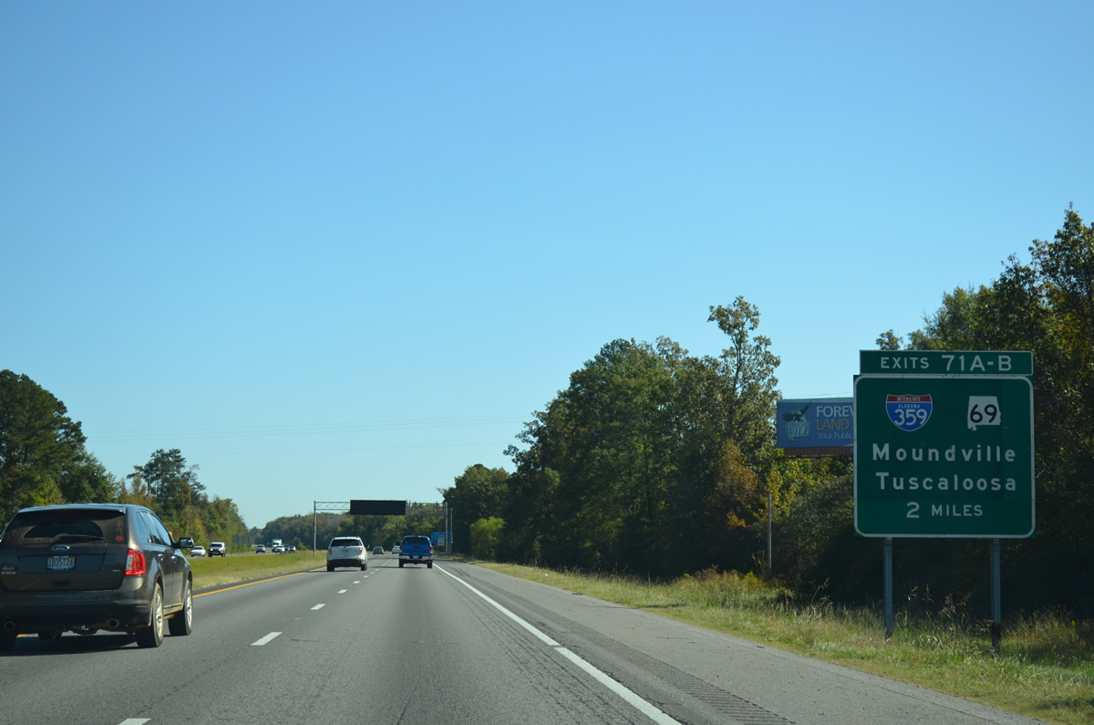 I-59/20 north at I-359/US 11-SR 69 - Tuscaloosa, AL