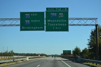 I-59/20 north at I-359/US 11-SR 69 - Tuscaloosa, AL