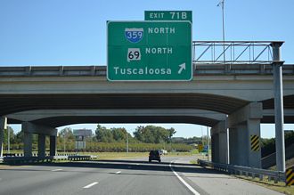 I-59/20 north at I-359/US 11-SR 69 - Tuscaloosa, AL