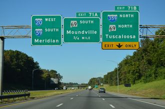 I-59/20-US 11 south at I-359/SR 69 - Tuscaloosa, AL