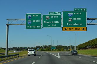 I-59/20-US 11 south at I-359/SR 69 - Tuscaloosa, AL