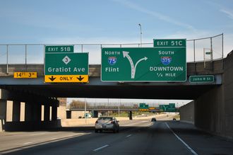 I-75 north at Interstate 375 in Detroit, Michigan