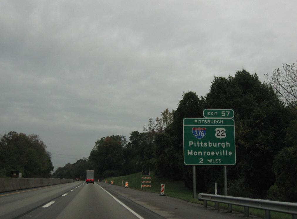 I-76/PA Tpk east at I-376/US 22 - Monroeville