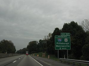 I-76/PA Tpk east at I-376/US 22 - Monroeville