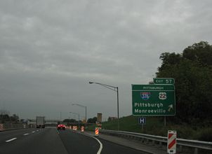 I-76/PA Tpk east at I-376/US 22 - Monroeville