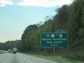 I-80 West at Interstate 376 and Pennsylvania Route 760 in Sharon