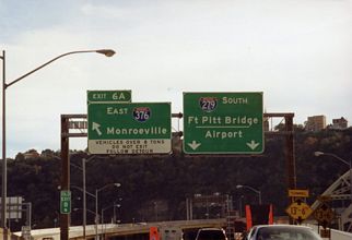I-279 south at I-376/Ft Pitt Bridge - 2001