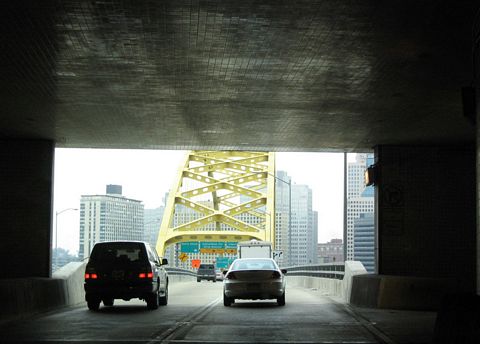 I-376 east at Fort Pitt Bridge