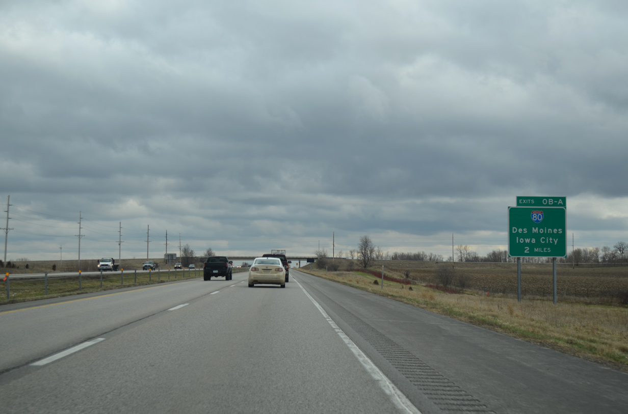 I-380/U.S. 218 south at Forevergreen Rd, two miles from I-80.