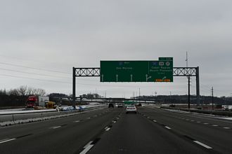 I-80 west spans U.S. 6 a half mile from Exit 239 to I-380/U.S. 218