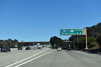 I-280 South at Interstate 380 in San Bruno, California