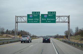 I-380/U.S. 218-Iowa 27 south one mile from I-80 between Tiffin and Coralville