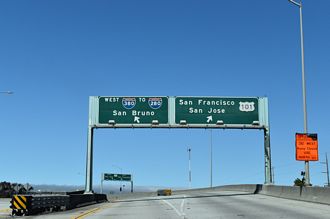 N Access Road west at I-380 and U.S. 101 in San Bruno, CA