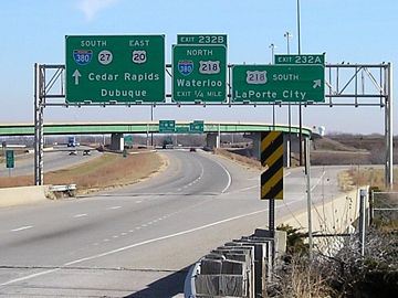 US 20/Iowa 27 east at I-380/US 218 - Waterloo, IA
