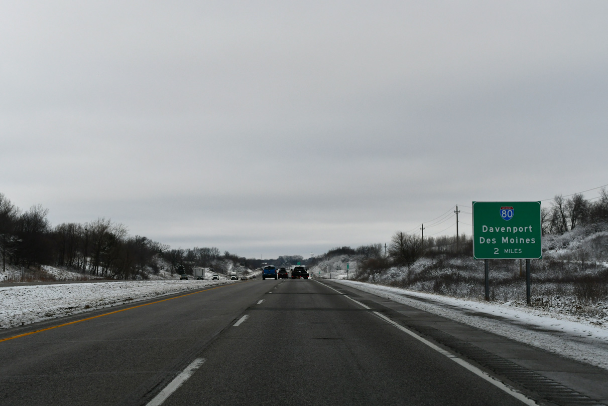 U.S. 218/Iowa 27 north two miles ahead of I-80/380 in Iowa City