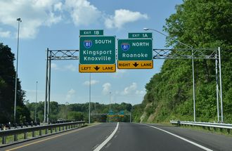 I-381 north at I-81/US 58 - Bristol, VA