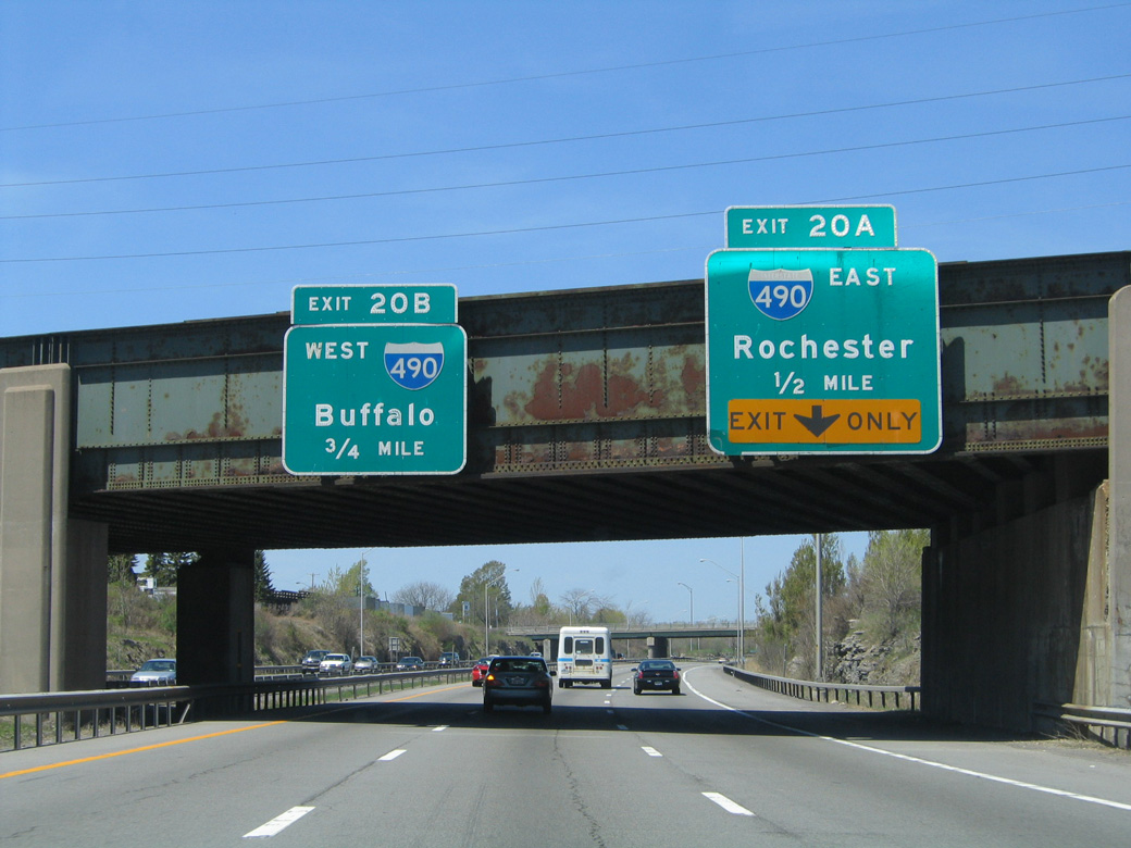 I-390 north a half mile ahead of I-490 in 2005.