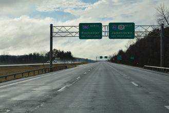 I-86 west enters the town of Avoca ahead of I-390 north.