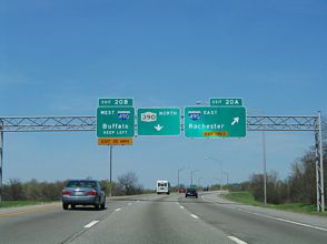I-390 north at I-490 east into Rochester, NY.