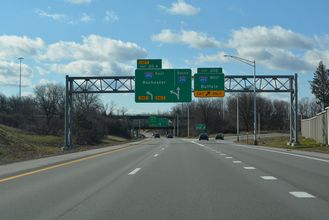 NY 390 south at I-490 west to Buffalo.
