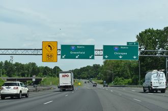 I-91 North at Interstate 391 in Chicopee, Massachusetts