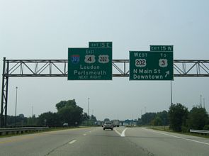 I-93/US 4 south at I-393/US 202 - Concord, NH