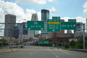 Interstate 394 East leading to Downtown Minneapolis, Minnesota