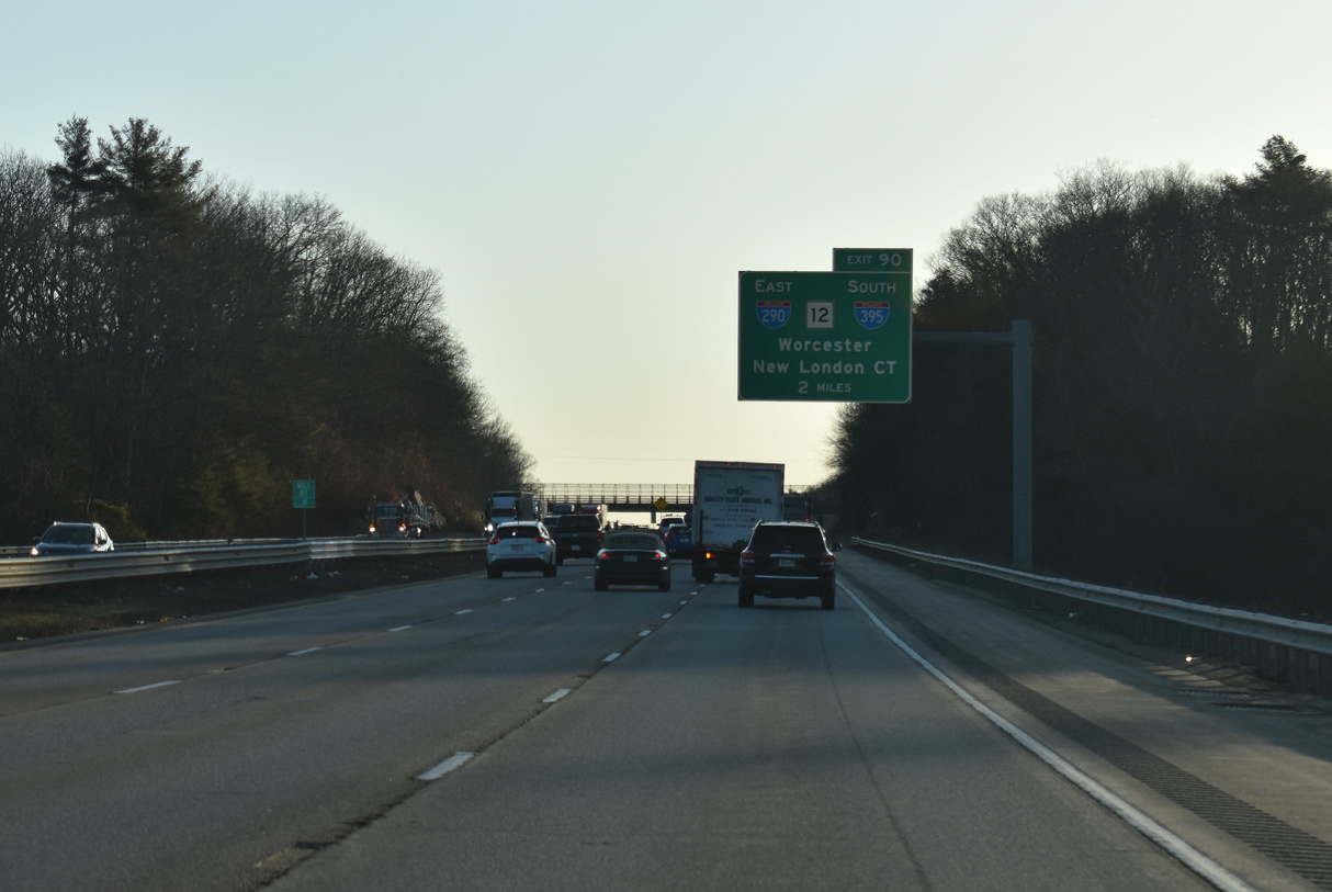 I-90/Mass Pike east at I-290/395/Route 12 - Auburn, MA