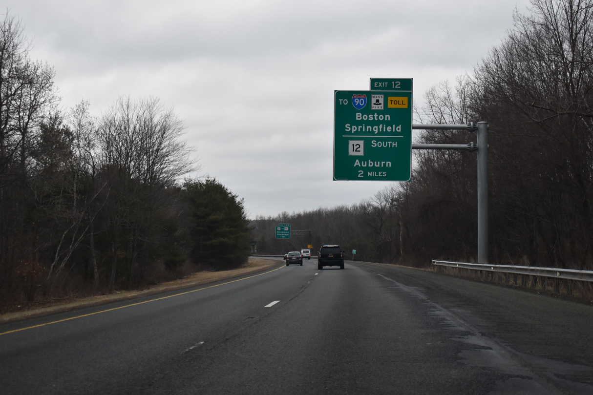 I-395 north two miles ahead of I-90 (Mass Pike) and I-290 in Auburn, MA.